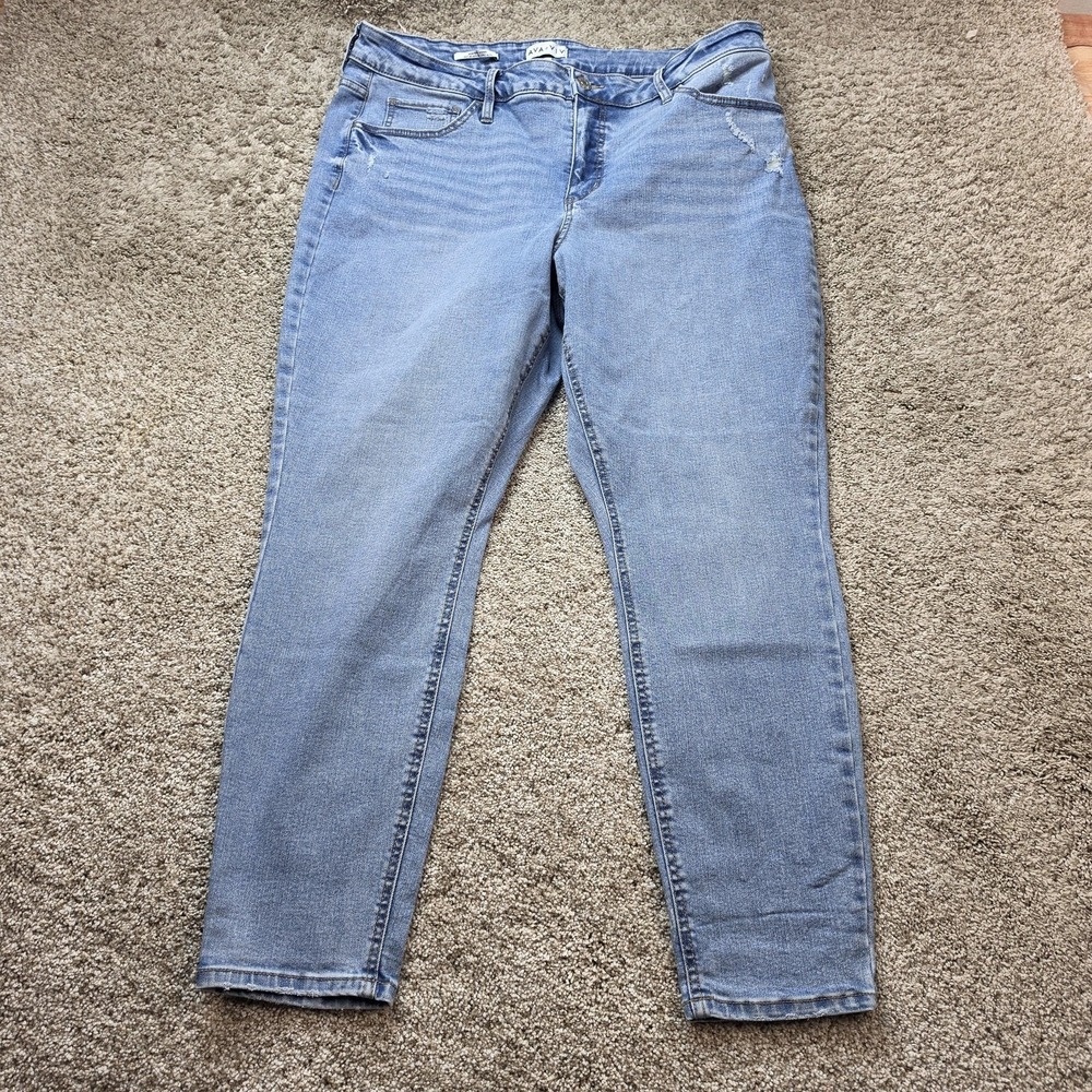Ava & Viv Jeans Womens 18 Blue Light Wash High Rise Skinny Stretch Plus 37x28.5